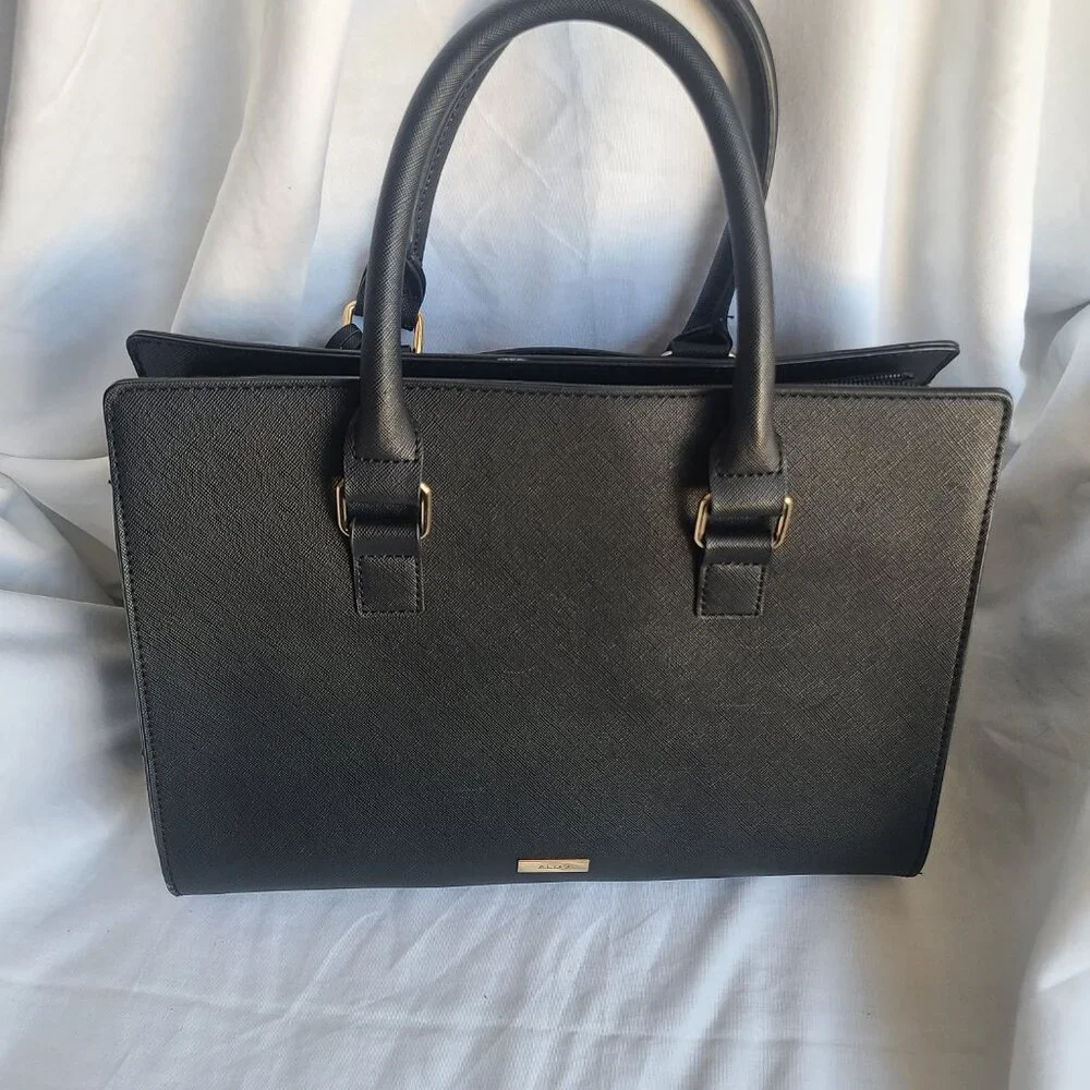 SOLD--Aldo Faux Leather Black Satchel Handbag Purse - Picture 10 of 11